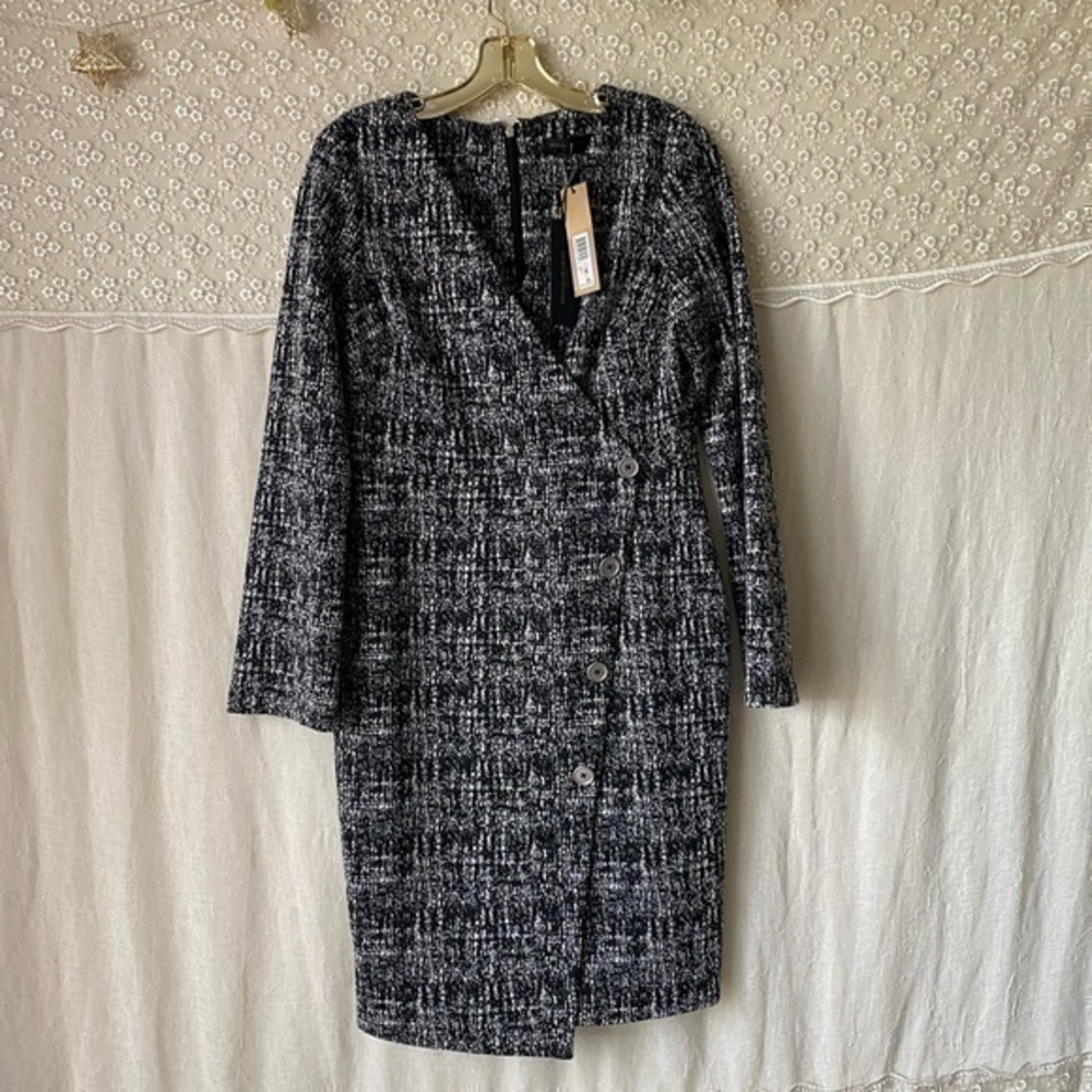 Donna karan tweed wrap dress size 10 nwt